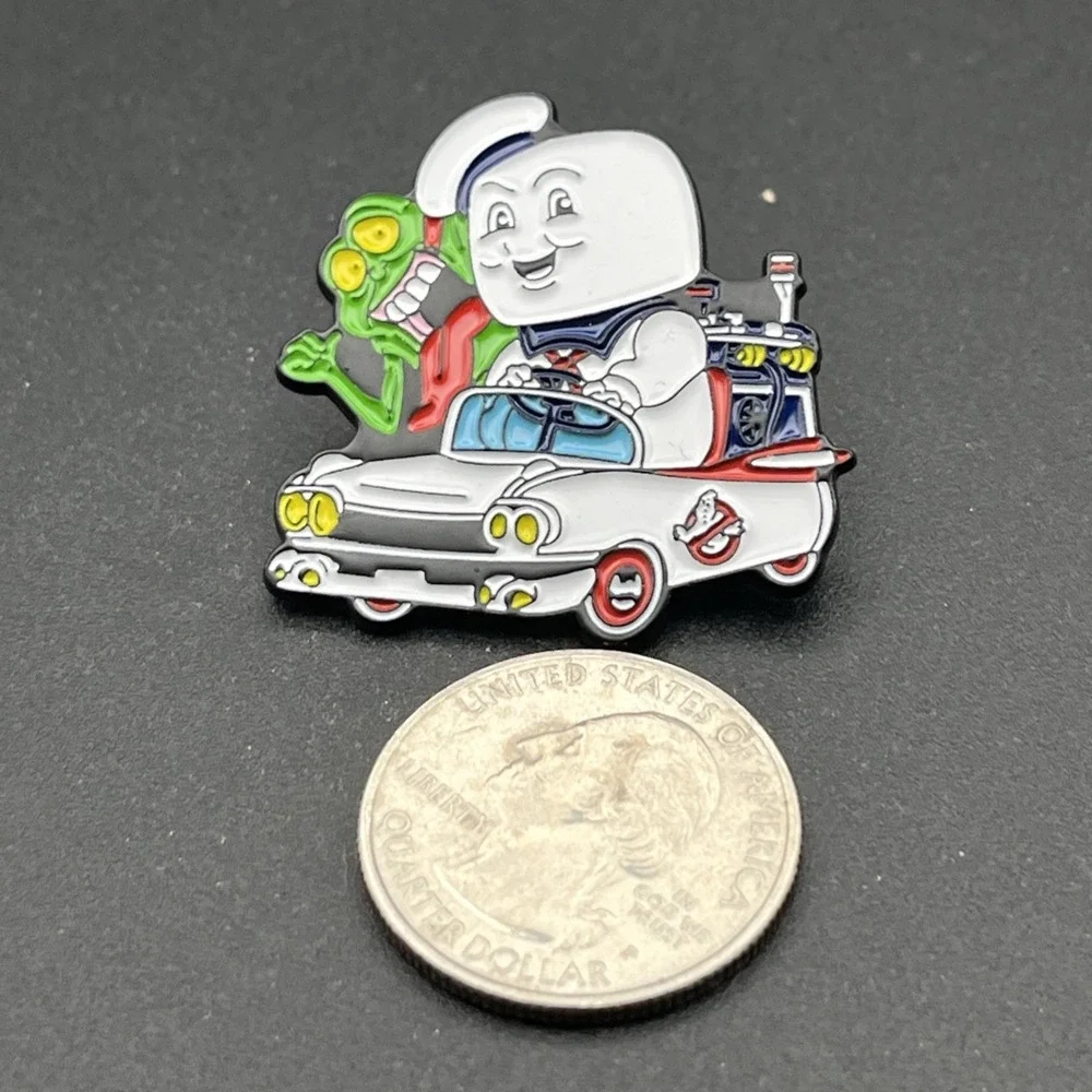 Ghostbusters‎ Stay Puft Marshmallow Man Slimer Ecto-1 Car Lapel Hat Pin